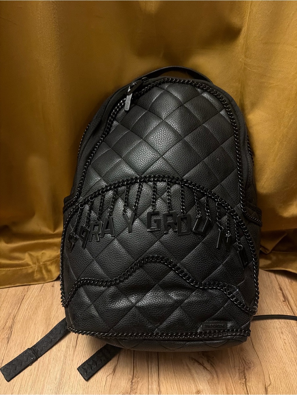 Sprayground Leather Black Quilted Backpack Limited Edition
